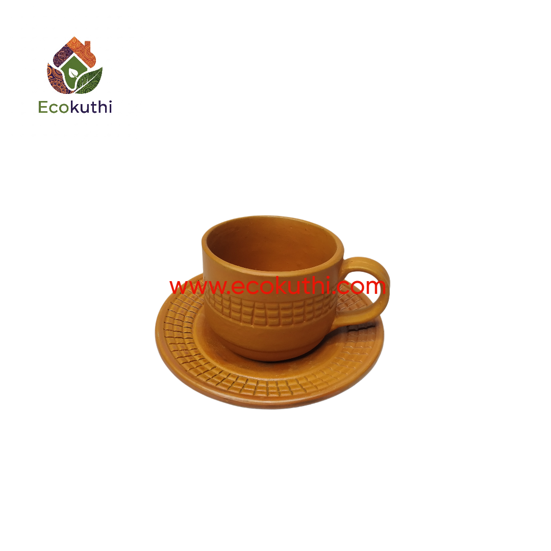 Clay Tea Cup with Saucer