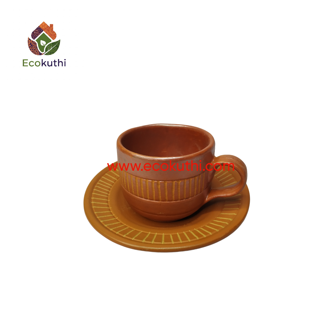 Clay Tea Cup with Saucer