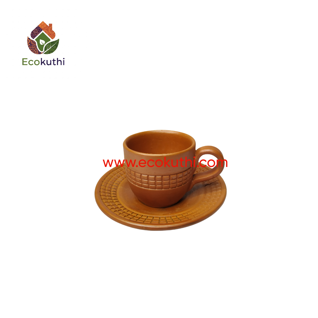 Clay Tea Cup with Saucer