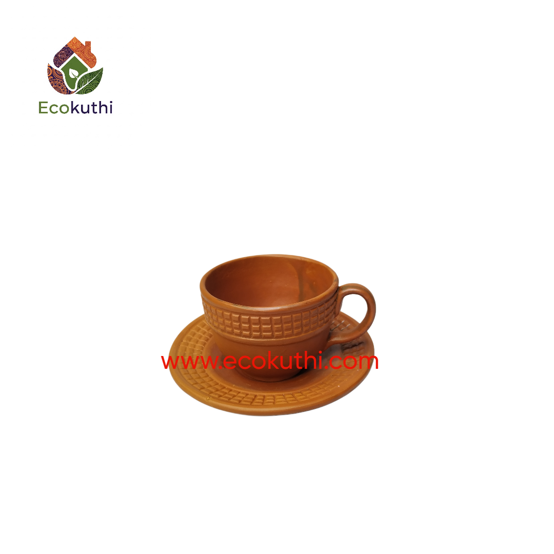 Clay Tea Cup with Saucer