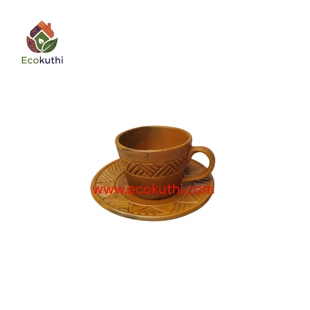 Clay Tea Cup with Saucer