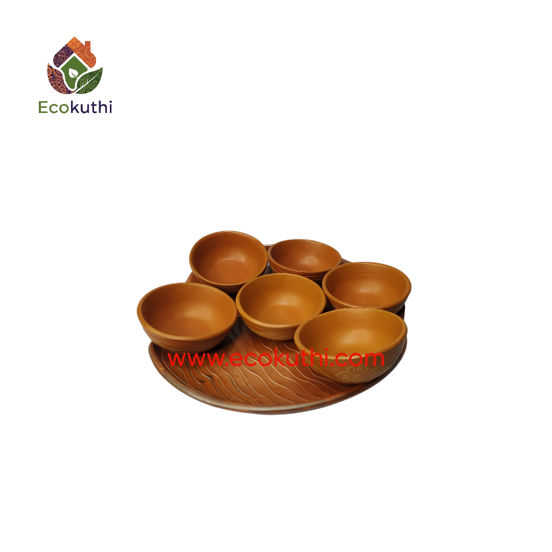 Clay Desrt bowl / Vorta Bati with Leaf Tray