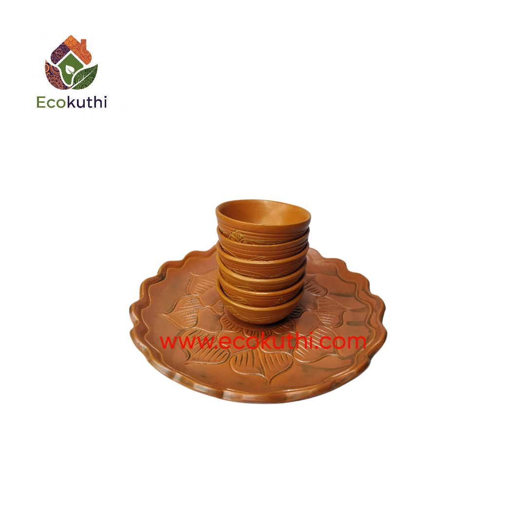 Clay Desrt bowl / Vorta Bati with Lotus Tray