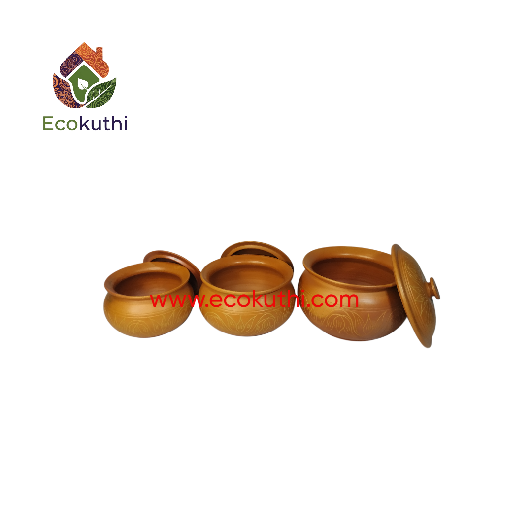 Clay Serving Bowl with lid Shapla Design