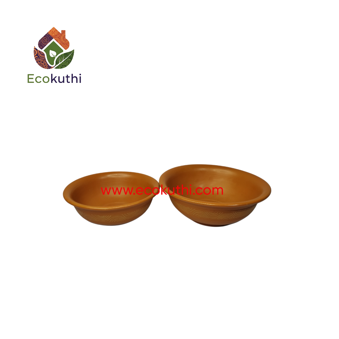 Clay Rice bowl or Curry Dish Dew Design