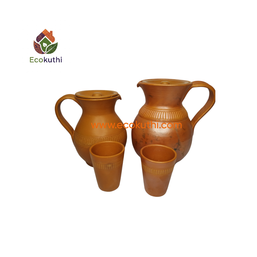 Enjoy a free handcrafted glass with our Elegant Clay Jug ( GD Design )