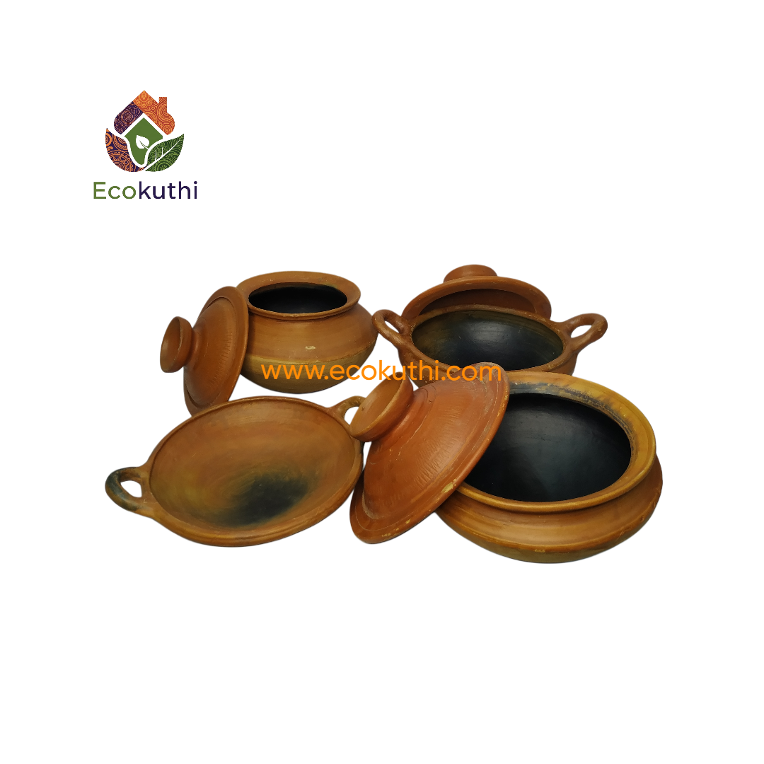 Clay Rice ,Curry .Bread Cooking Pot-Pan- 7 Pieces ( L Seize )
