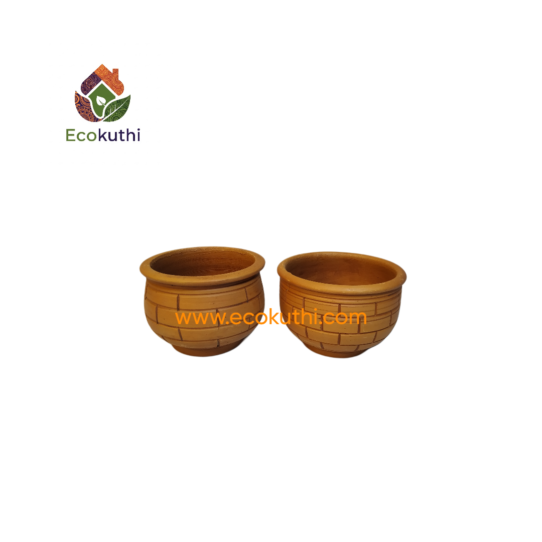 Clay Mini Tub Round Shape Bricks Design 2 Piece Package