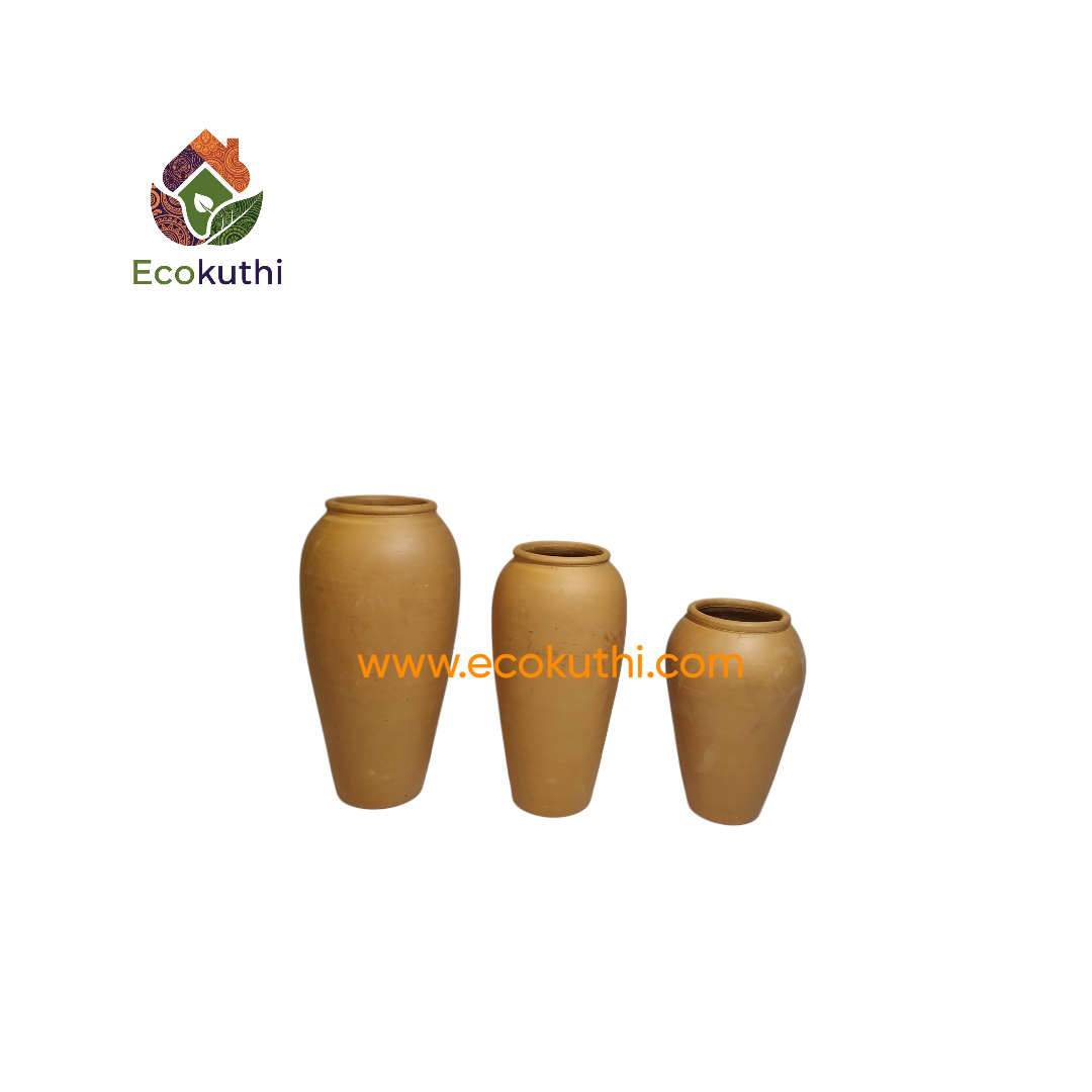 Clay Plain Design Motka Flower Vase & Pot