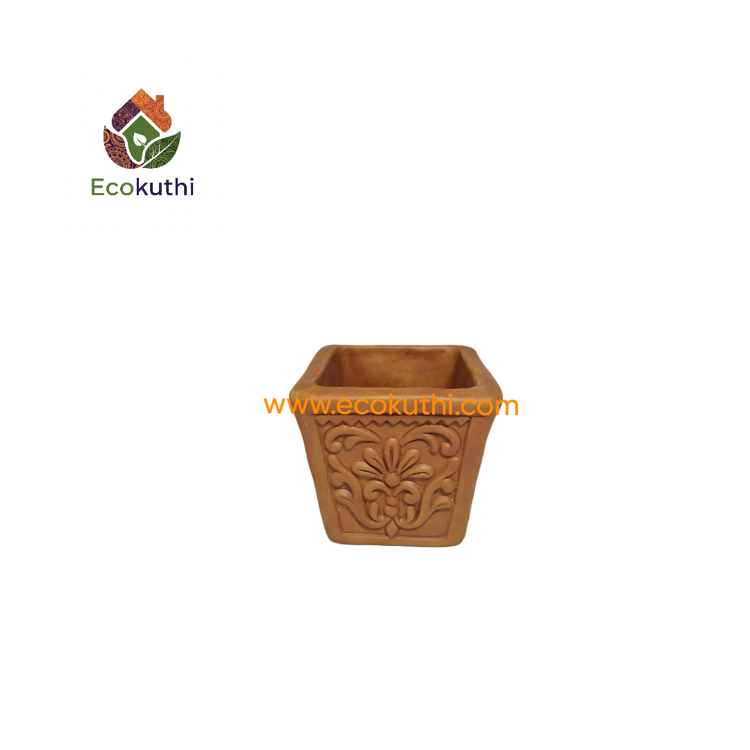 Clay Square Nakshi Tub & Pot