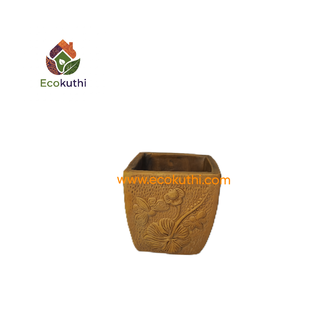 Clay Square Nakshi Tub & Pot