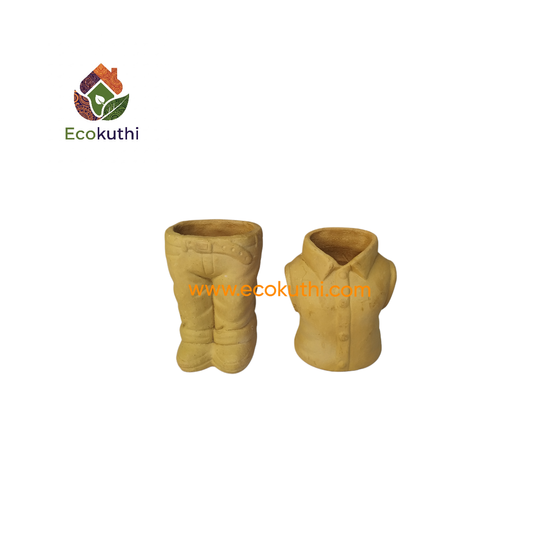 Clay Terracotta Shirt-Pant Design Pot & Tub