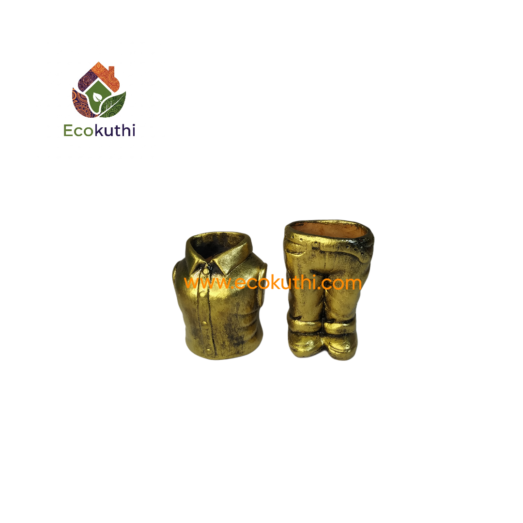 Clay Terracotta Colour Shirt-Pant Design Pot & Tub