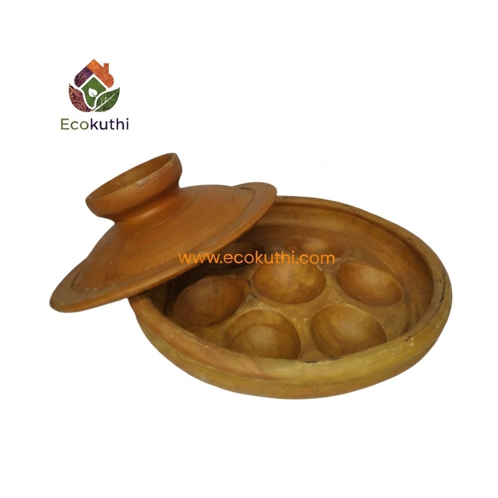 Premium Matir Chitoi Pitha Saj (7 Holes) - ঢাকনাসহ মাটির চিতই পিঠার সাজ (৭ খোপ )