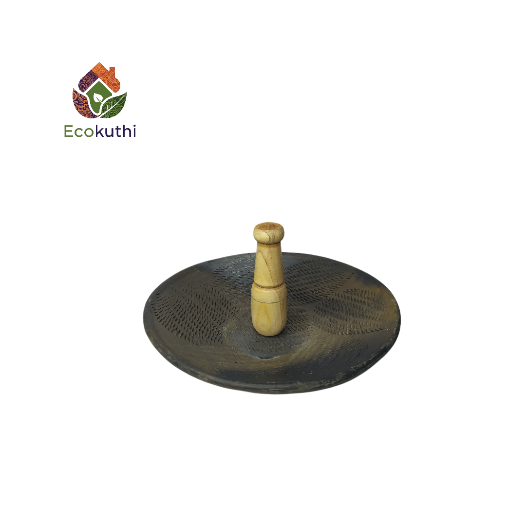 Premium Matir Batna & Straight Wood Pisni - ১১ ইঞ্চি মাটির বাটনা ও উন্নত মানের কাঠের পিসনি সেট
