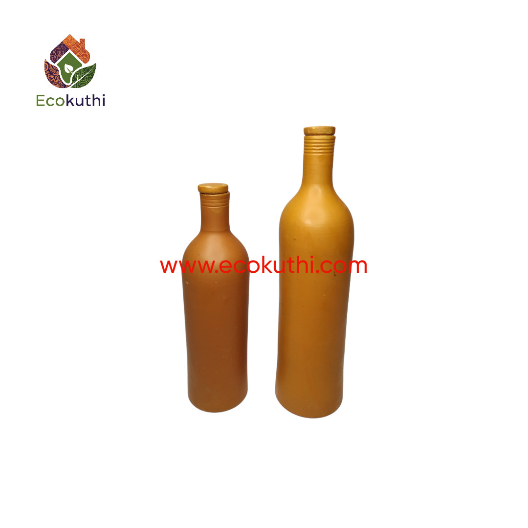 Premium Matir Panir Bottle Combo - ১৩০০ মিলি ও ৮০০ মিলি ধারণক্ষমতার স্বাস্থ্যসম্মত মাটির বোতল সেট