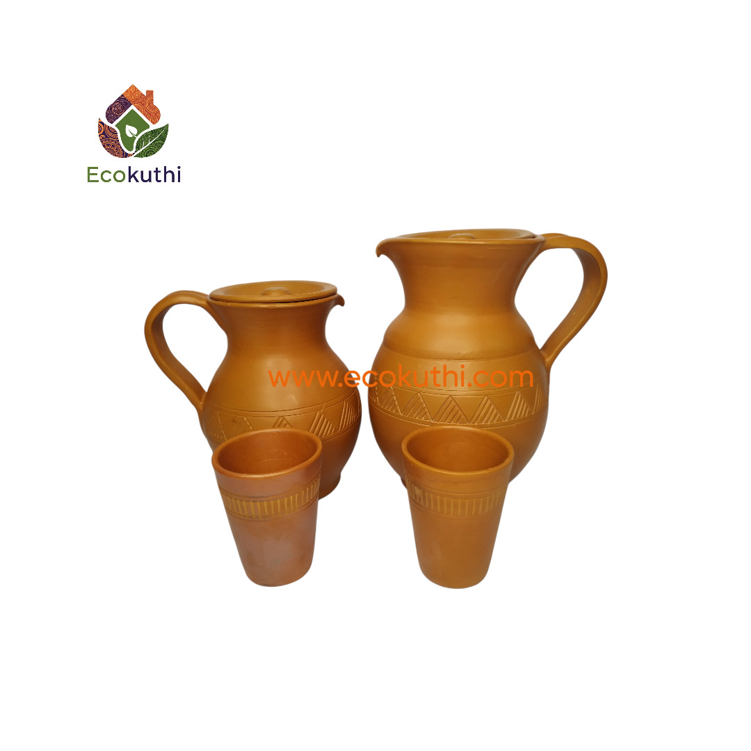 প্রিমিয়াম ত্রিভুজ ডিজাইন মাটির জগ ২ ও ৩ লিটার - Premium Triangle Design Clay Water Jug 2 & 3 Litre